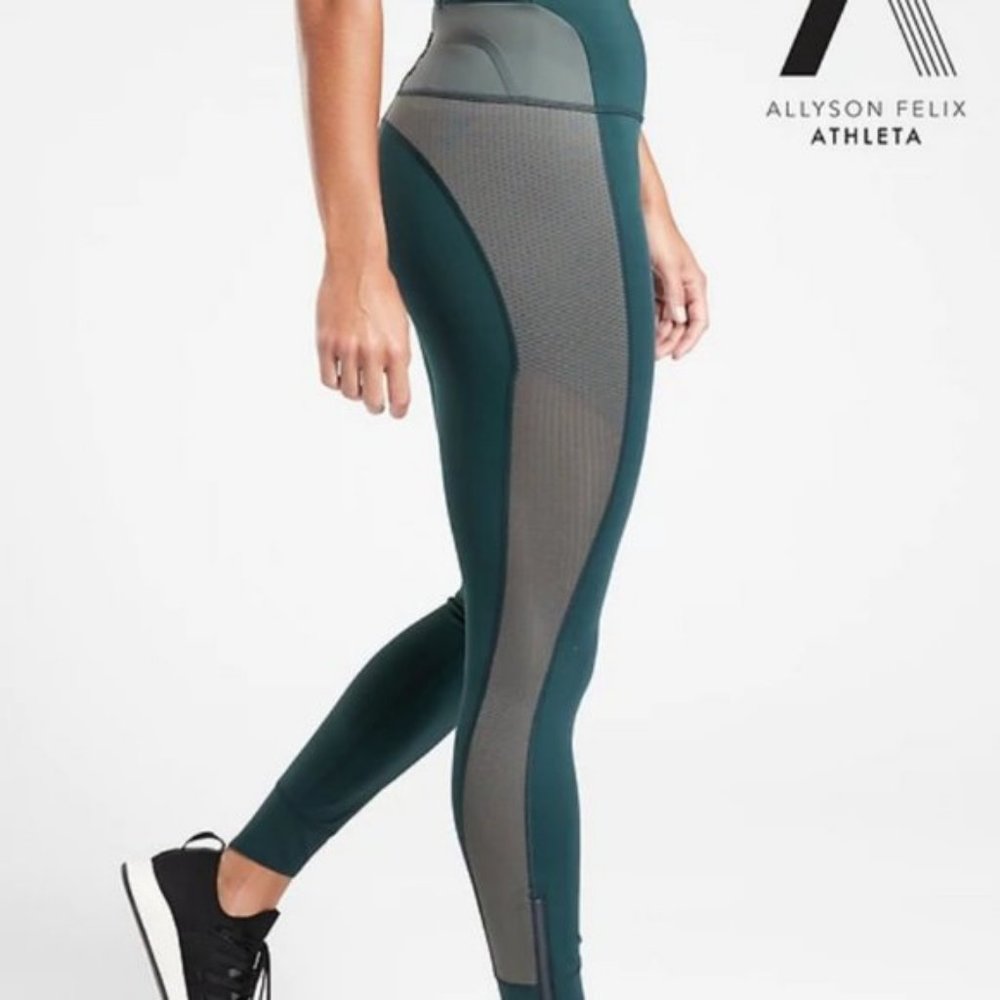 Athleta Legend Mesh 7/8 Tights size XS Lagoon Teal